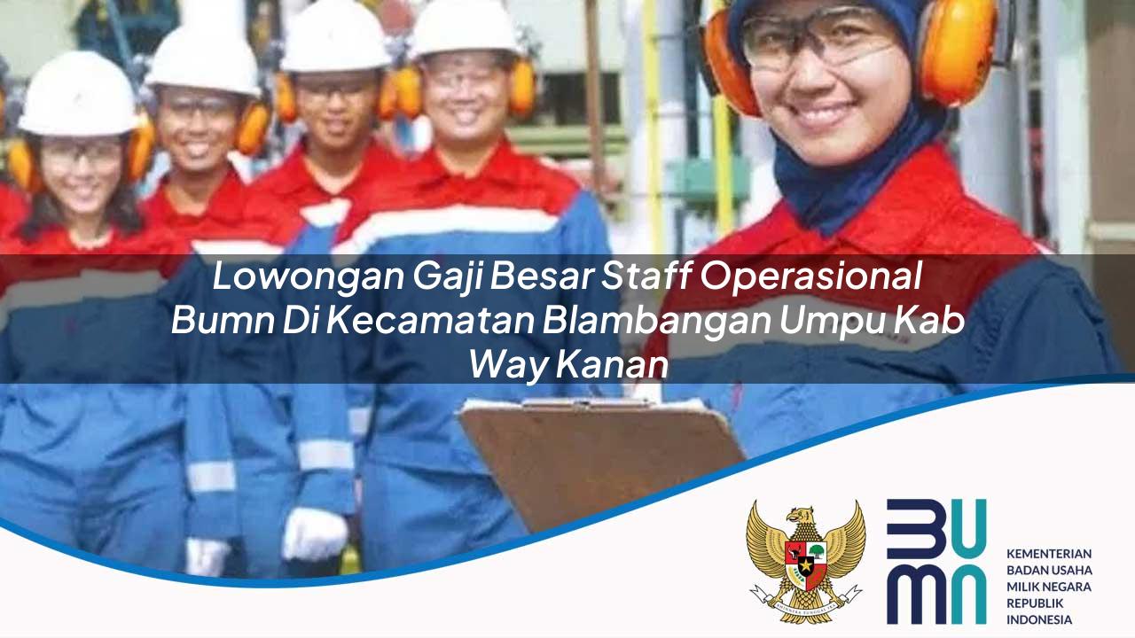 Lowongan Gaji Besar Staff Operasional BUMN di Kecamatan Blambangan Umpu, Kab. Way Kanan