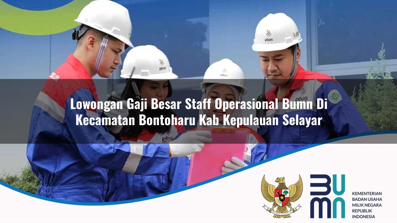 Lowongan Gaji Besar Staff Operasional BUMN di Kecamatan Bontoharu, Kab. Kepulauan Selayar