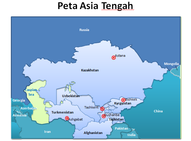 Template PPT Peta Asia Tengah dan Kaukasus